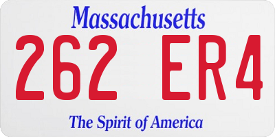 MA license plate 262ER4