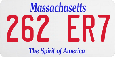 MA license plate 262ER7