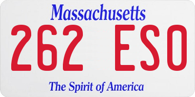 MA license plate 262ES0