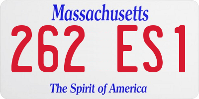 MA license plate 262ES1