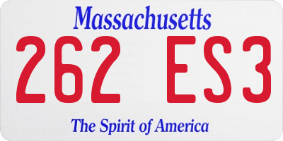 MA license plate 262ES3