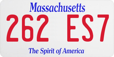 MA license plate 262ES7