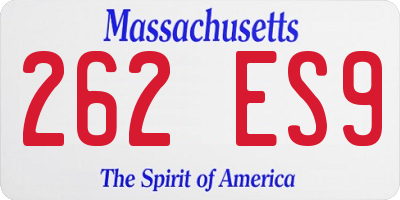 MA license plate 262ES9