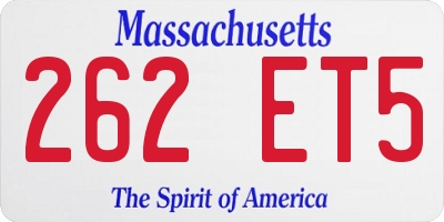 MA license plate 262ET5