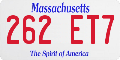 MA license plate 262ET7