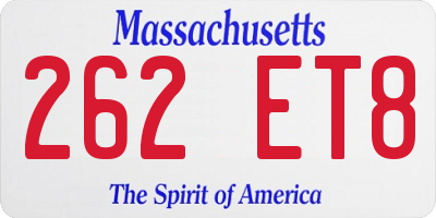 MA license plate 262ET8