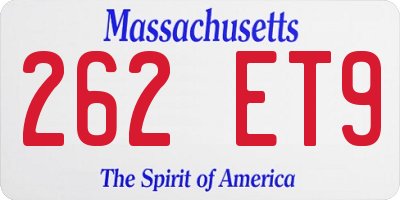 MA license plate 262ET9