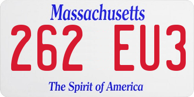 MA license plate 262EU3