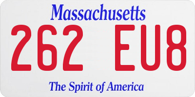 MA license plate 262EU8