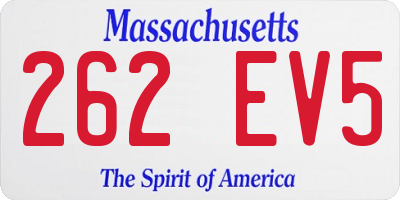 MA license plate 262EV5