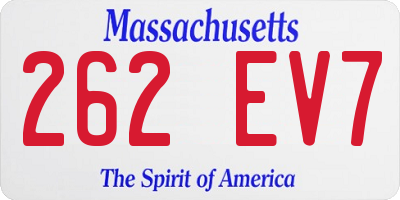 MA license plate 262EV7