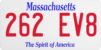 MA license plate 262EV8