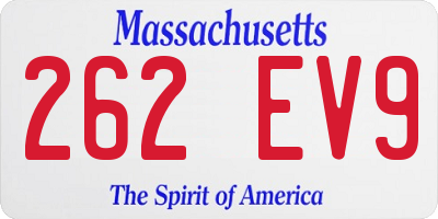 MA license plate 262EV9