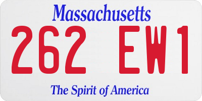 MA license plate 262EW1