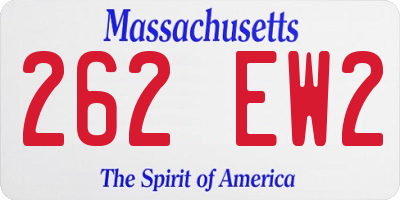 MA license plate 262EW2
