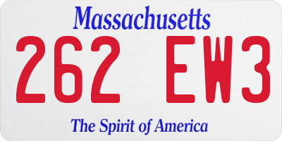 MA license plate 262EW3