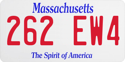 MA license plate 262EW4