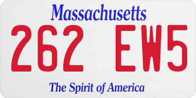 MA license plate 262EW5