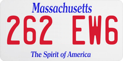 MA license plate 262EW6