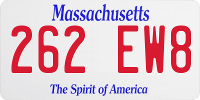 MA license plate 262EW8