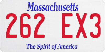 MA license plate 262EX3