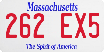 MA license plate 262EX5