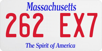 MA license plate 262EX7
