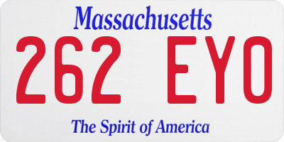 MA license plate 262EY0