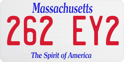 MA license plate 262EY2
