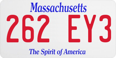 MA license plate 262EY3