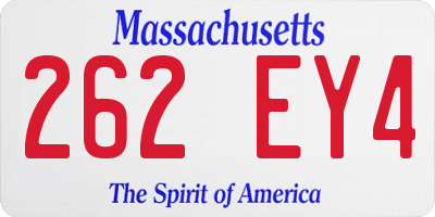 MA license plate 262EY4