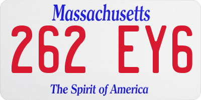 MA license plate 262EY6