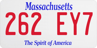 MA license plate 262EY7