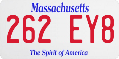 MA license plate 262EY8