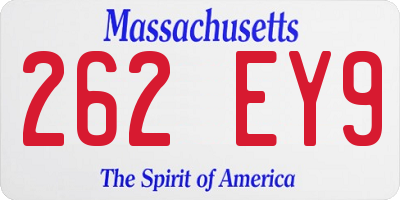 MA license plate 262EY9