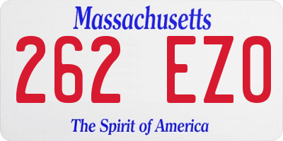 MA license plate 262EZ0