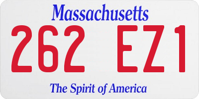 MA license plate 262EZ1