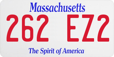 MA license plate 262EZ2