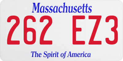 MA license plate 262EZ3