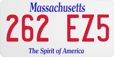 MA license plate 262EZ5