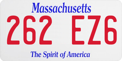 MA license plate 262EZ6
