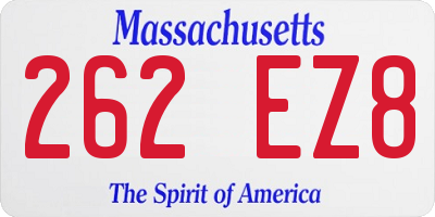 MA license plate 262EZ8