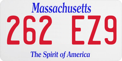 MA license plate 262EZ9