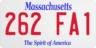MA license plate 262FA1