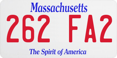 MA license plate 262FA2