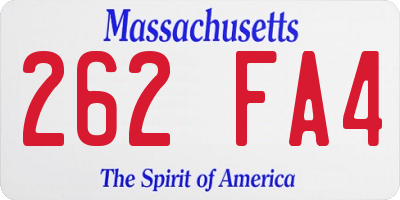 MA license plate 262FA4