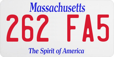 MA license plate 262FA5