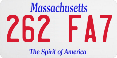 MA license plate 262FA7