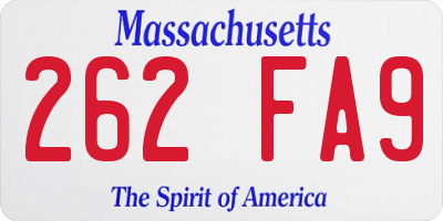 MA license plate 262FA9