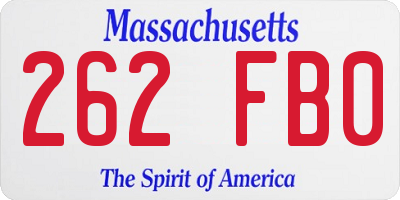 MA license plate 262FB0